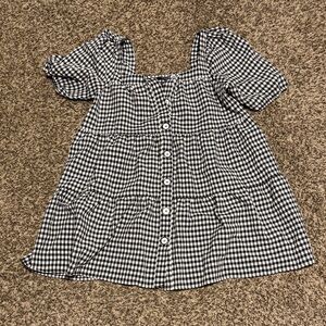 Zara Black and White Gingham Midi Dress